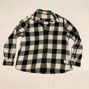 Tilley Women’s Black & White Buffalo Plaid Flannel Shirt - Size Large